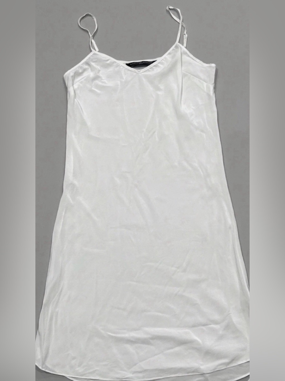 Peruvian Connection 100% Silk Slip Dress White V-Neck Midi Small AS-IS Luxury